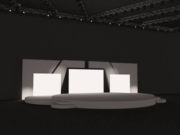 istock Empty stage Design for mockup and Corporate identity,Display, perspective view.Blank screen system for Graphic Resources. Scene event led night light staging.3D render illustration. 1498914040