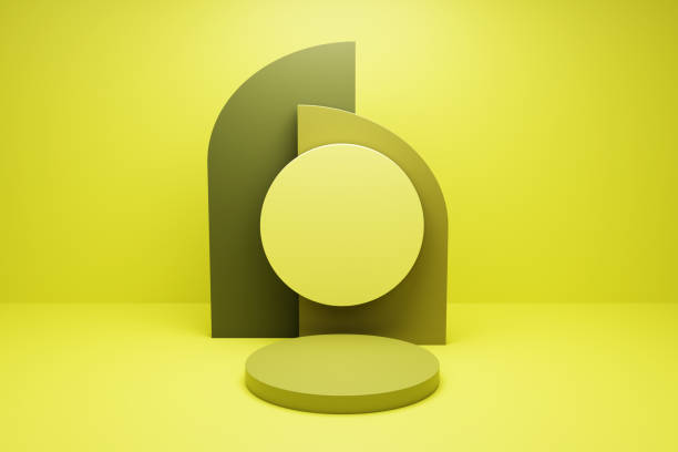 istock Natural health concept 3d rendered podium with empty space for product abstract background. New podium design wallpaper with shapes 1498914718