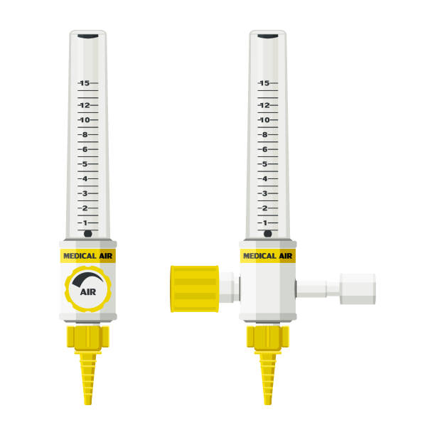 istock Medical equipment, AIR Flow Meter wall mounted central pipeline gas system, supplying to patients, medical gas. Flat design 1498923763