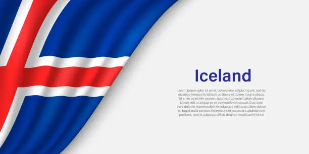 Vector illustration of Wave flag of Iceland on white background.