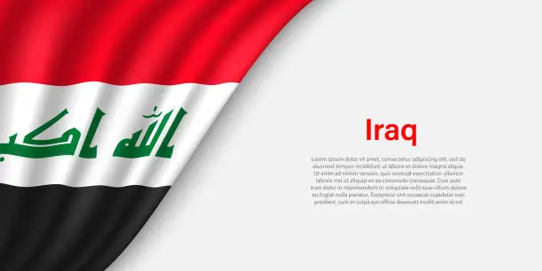 Vector illustration of Wave flag of Iraq on white background.