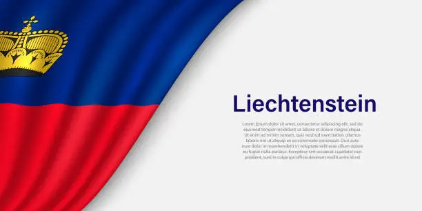 Vector illustration of Wave flag of Liechtenstein on white background.