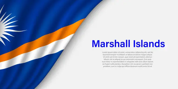 Vector illustration of Wave flag of Marshall Islands on white background.