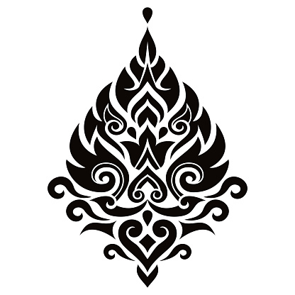 Symmetric unqiue design with swirls and abstract shapes, Asian ornament