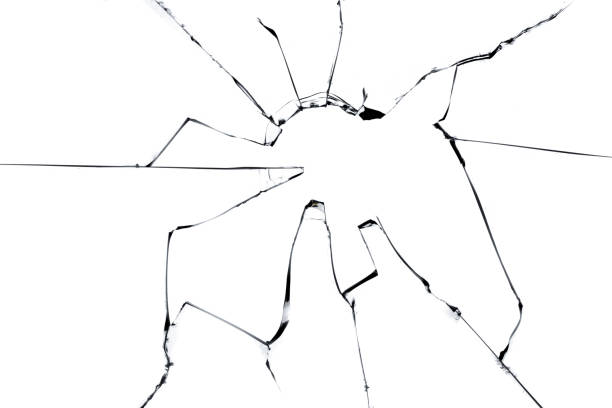 istock Texture of cracked broken glass isolated on white background. Broken window, effect for use in design. 1498928631