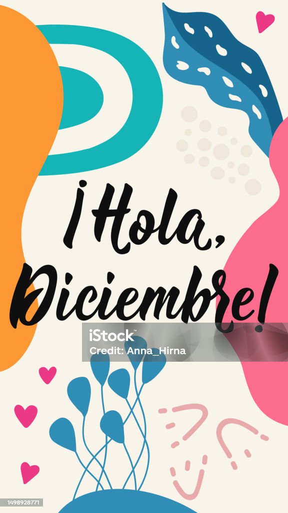 December In Spanish Hello December In Spanish Lettering Ink Illustration Modern Brush ...