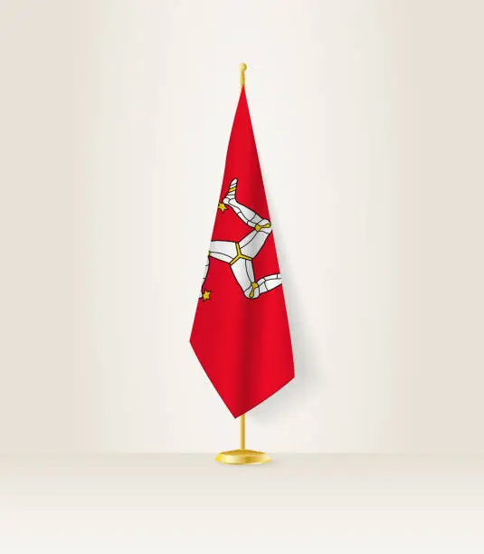 Vector illustration of Isle of Man flag on a flag stand.