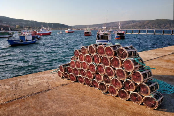 Fishing boat in Porto da Cruz  harbor. Boiro, A Coruña province, Rías Baixas, Galicia, Spain.