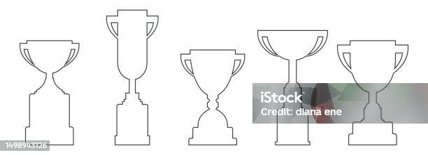 Vector Line Trophy Line Trophy Cup Collection Championship Prize Element For Games And App ...