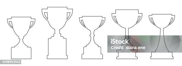 Vector Line Trophy Line Trophy Cup Collection Championship Prize Element For Games And App ...