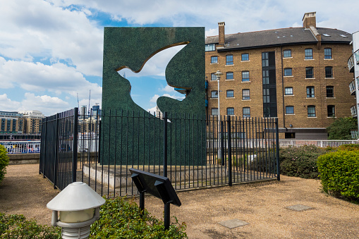Memorial sculpture depicting a dove in the Hermitage Riverside Memorial Garden, London