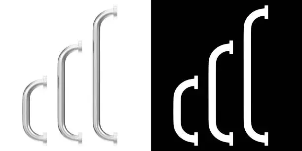 3D rendering illustration of some C-type door handles