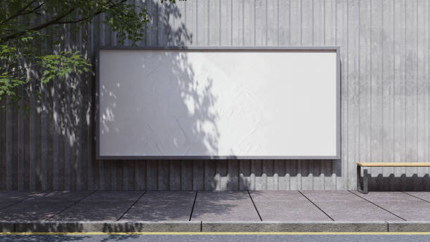 Blank billboard on the street Wide billboard on the street mockup. 3D Rendering of advertisement space. Template of a billboard public place stock pictures, royalty-free photos & images