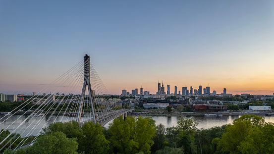 View of the city of Warsaw and the Vistula River.