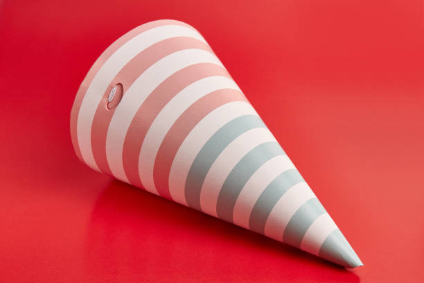 Holiday cap with mint-pink stripes. Accessories for the celebration.