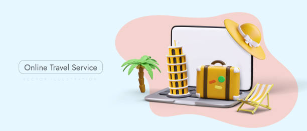 istock Book perfect tour online. Service for organizing tourist trips to other countries 1498970376
