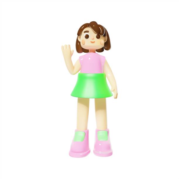 istock Young smiling woman standing with greeting gesture, 3D vector character illustration. 1498972505