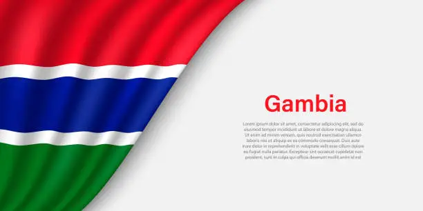 Vector illustration of Wave flag of Gambia on white background.