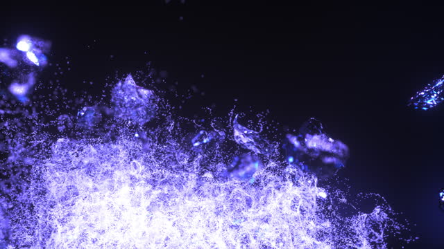 Dark background with dynamic crystal particles