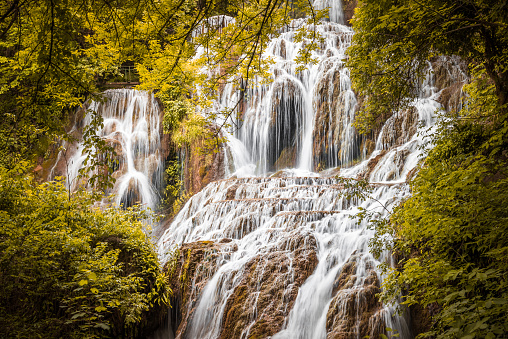 Scenic view of Krushuna waterfall in Krushuna National Park in Bulgaria