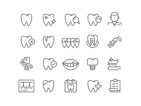 Dentist, Dental Health, Teeth, Tooth, Dental Fillings, Icon, Icon Set, Dentist, Dental Equipment, Smile