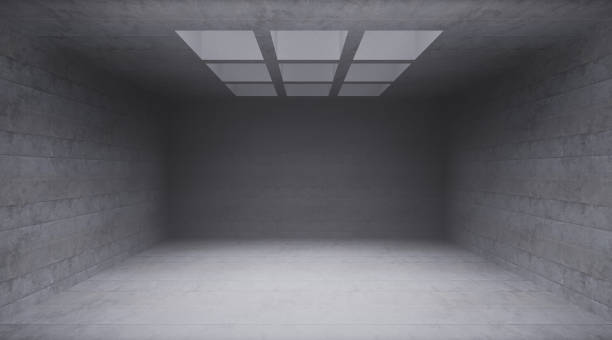 istock Empty Abstract 3D Rendered Concrete Room with Skylight Portals 1498987046