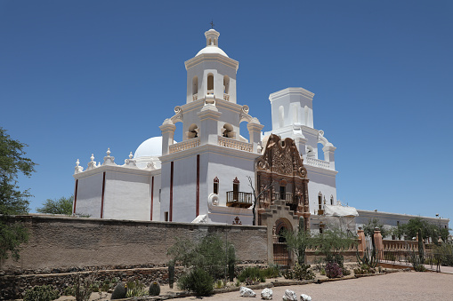 San Xavier del Bac Mission church in Tucson, Arizona, built in the late 1700's.