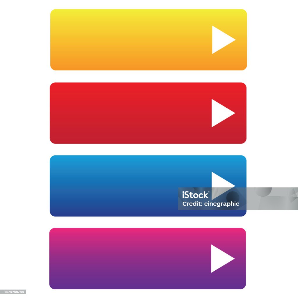 Rectangle Web Button Colorful Set Stock Illustration - Download Image ...