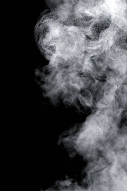 istock white smoke isolated, abstract powder, water spray on black background. 1498988972