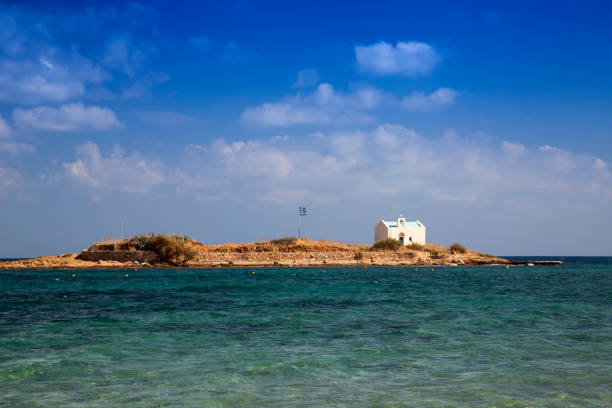 Small chapel on a small offshore island, Malia, Crete, Greece, Europe
