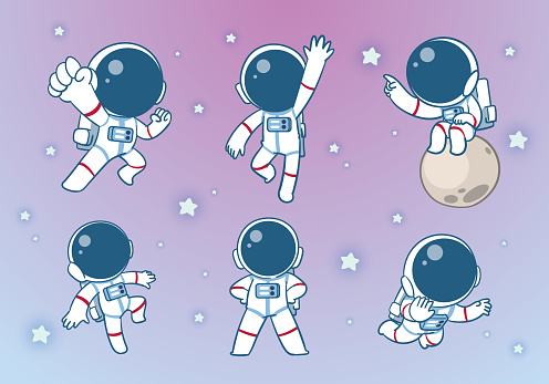 set of astronaut character mascot collection