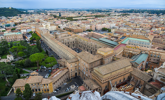 Vatican - Oct 16, 2018. Aerial view of Vatican City. Vatican is an independent city-state enclaved within Rome, established with the Lateran Treaty (1929).