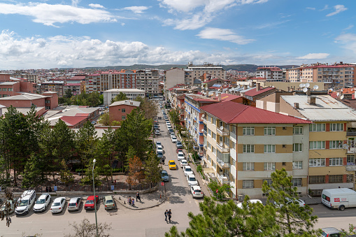 Sivas, Turkey - May 7 2023: Aerial view of  Sivas city in cental Turkey