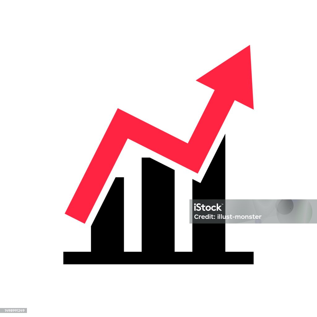 arrow and pie chart above increasing bar graph stock... Increasing Bar Chart And Red Arrow Chart Vector Stock Illustration ...