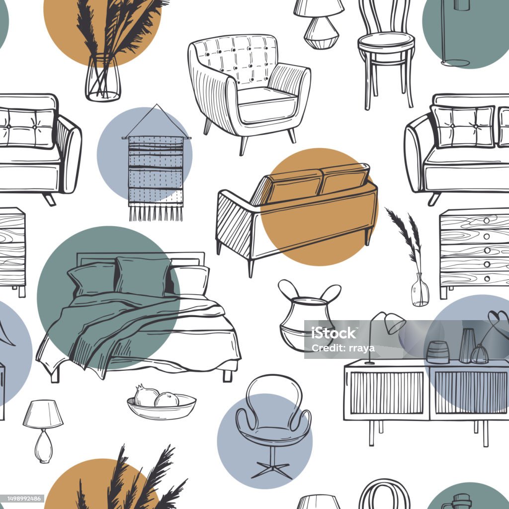Furniture For The Home Vector Pattern Stock Illustration - Download ...