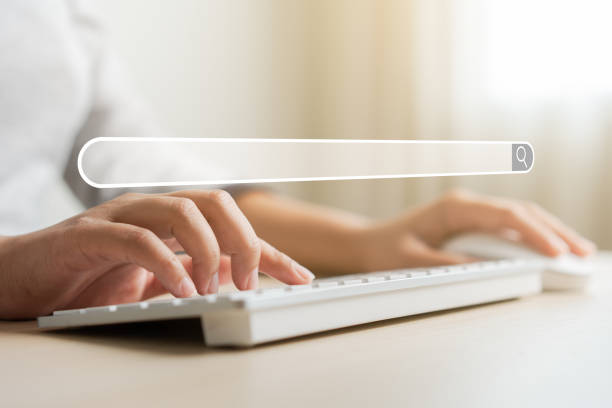 istock Woman searching internet browser for data and information online network concept 1498994867