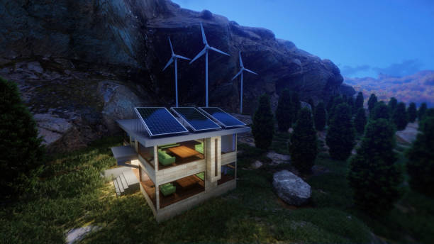 istock Modern energy efficient house with solar panels. Merging technology and ecology 1498995396