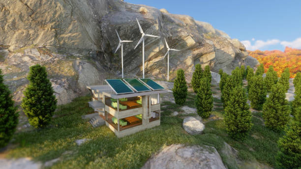 istock Modern energy efficient house with solar panels. Merging technology and ecology 1498995415