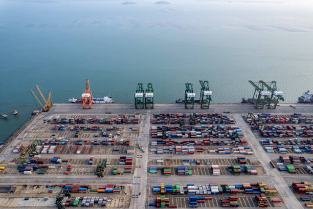 istock Aerial View of International Container Freight Terminal 1498996647