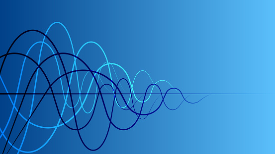 Simple gradient background with wavy lines. Equalizer or visualization of sound waves.