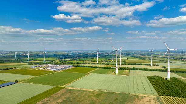 istock Wind turbines - aerial view 1499000597
