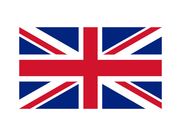ilustrații de stoc cu design plat al steagului marii britanii pe alb - drapel britanic