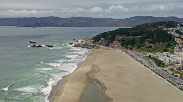 Drone Flight Over Ocean Beach in San Francisco