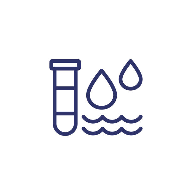 ilustraciones, imágenes clip art, dibujos animados e iconos de stock de icono de prueba de agua, vector de línea - control de calidad