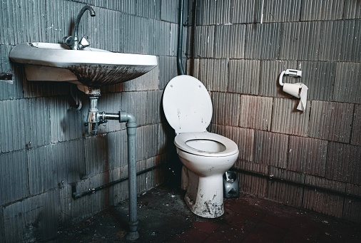 Dirty, empty toilet