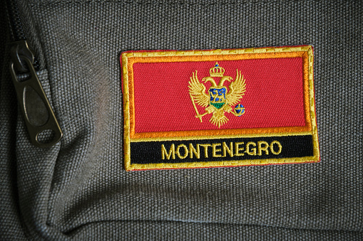 Montenegro flag chevron on khaki backpack