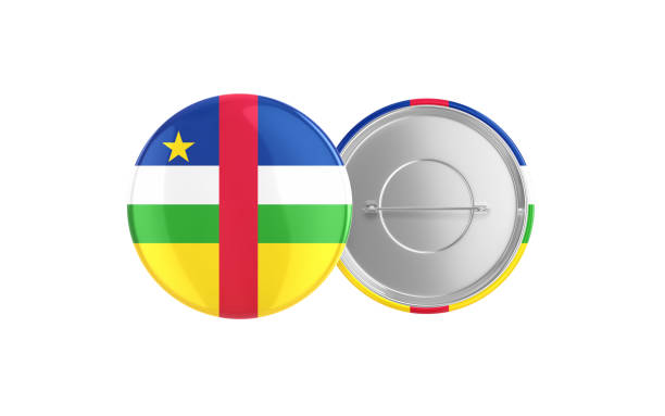 3d Render Central African Republic Flag Badge Pin Mocap, Front Back Clipping Path, It can be used for concepts such as Policy, Presentation, Election.