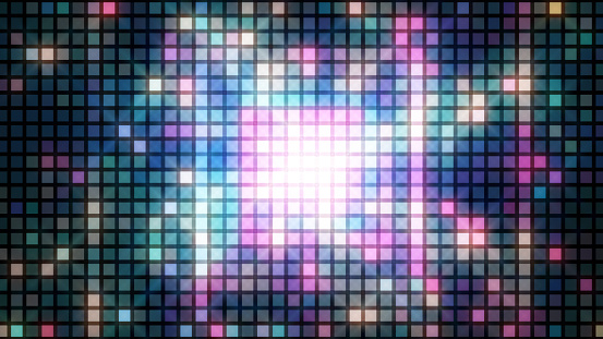 3d Render Abstract Colorful Square Led Background, Close-up