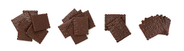 istock Biscuit Coated in Dark Chocolate Isolated, Square Cookies, Rectangular Shortbread, Crunchy Digestive Cookie 1499015301