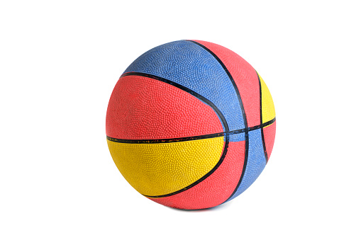 Tricolor basketball white background, isolate